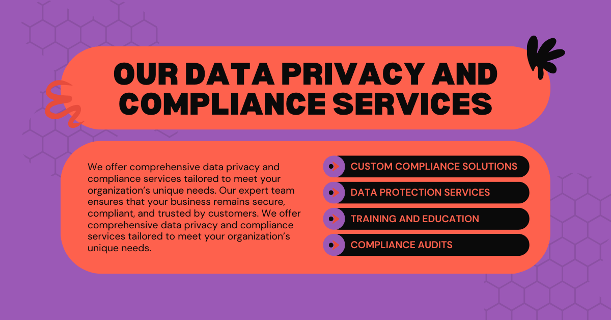 Graphic outlining data privacy and compliance services offered.